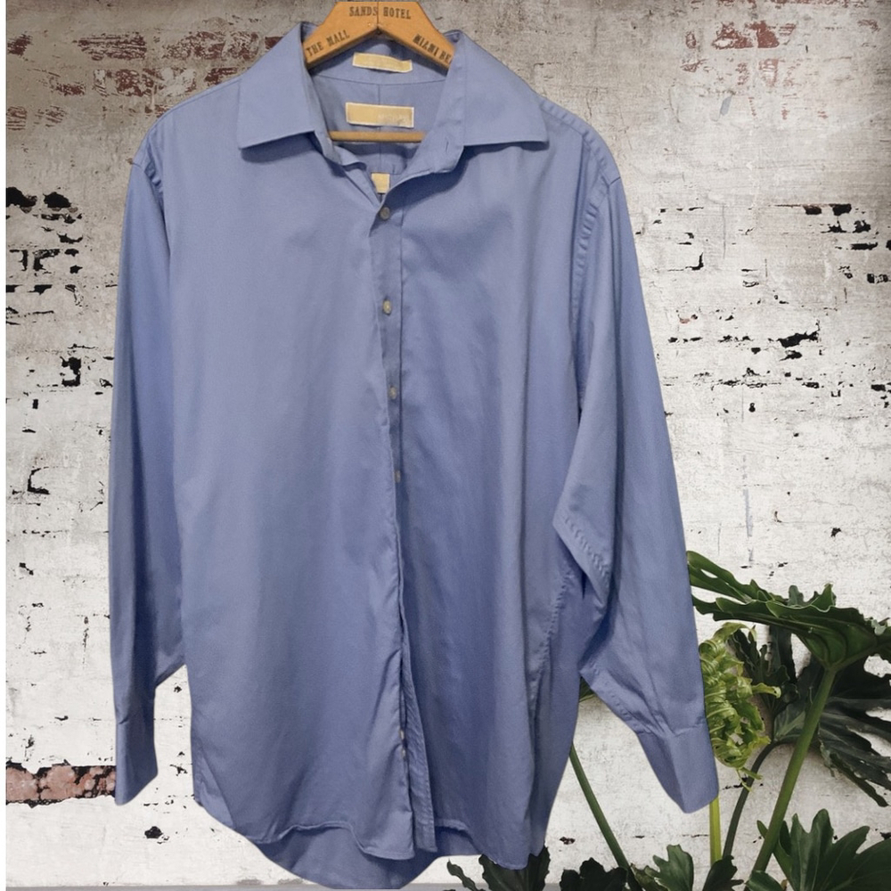 Michael Michael Kors Blue 100% cotton button up Dress Shirt Large